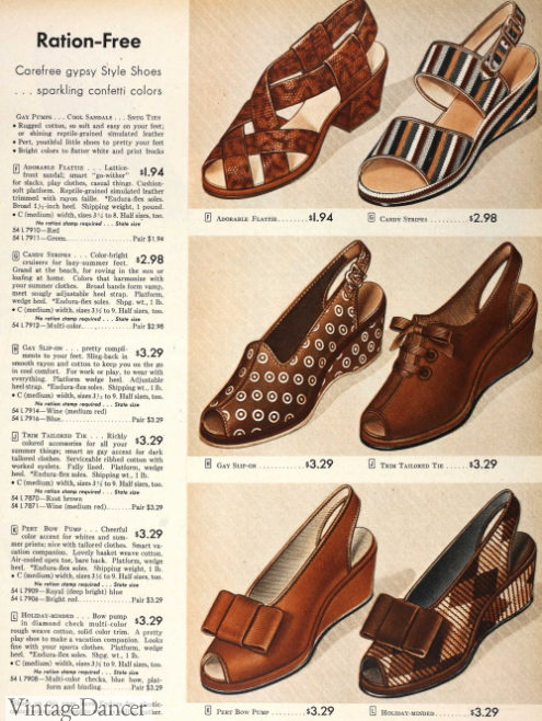 1945 Ration-Free shoes 1940s shoes fashions WW2 at VinatgeDancer