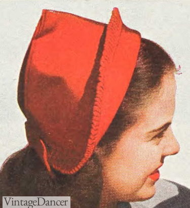 1940s women red Dutch hat