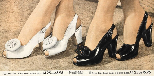 1945 peep toe bow top slingback heels