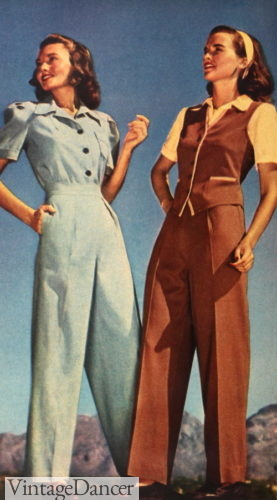 1940s fashion shirt and vest slacksuits