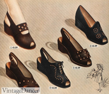 1940s shoes women 1945 slingback casual heels shoes