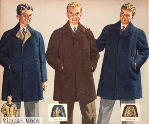 1945 teen/collage men's reversible fingertip length coats