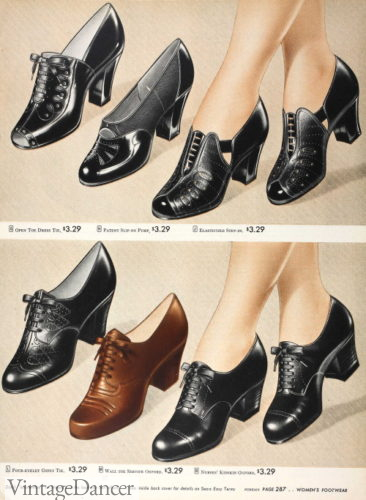 1940s oxford heel shoes in wide sizes