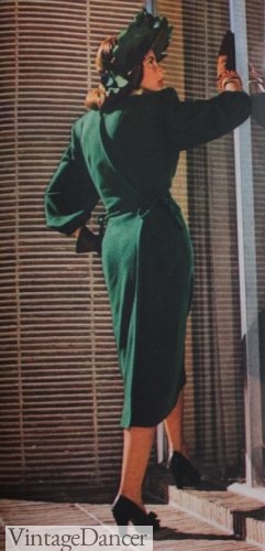 1940s back wrap dress in green 1946