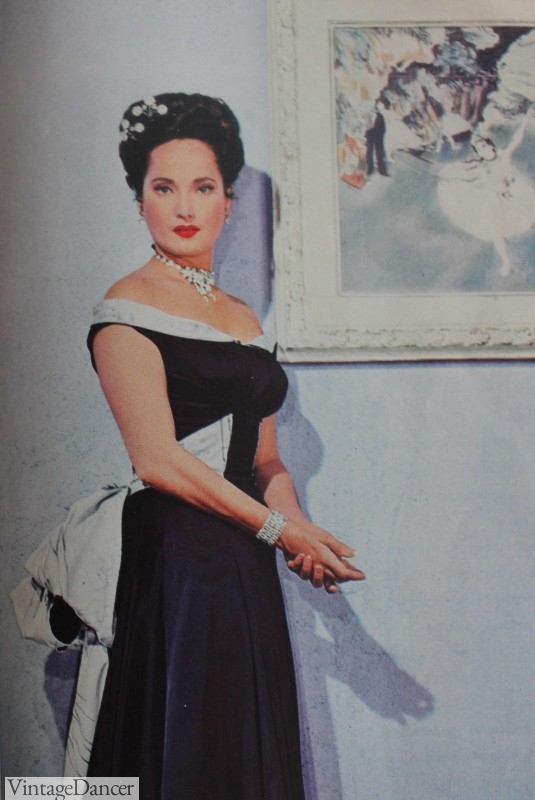 1940s vintage evening gown black white
