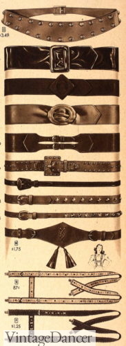 1940s women wide and skinny belts