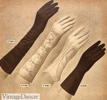 1940s party length gloves evening formalwear gloves long gloves in white or black