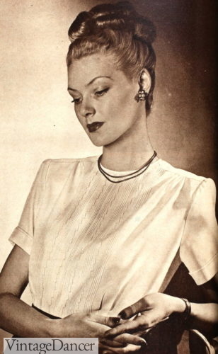 1940s silk pintucks blouse