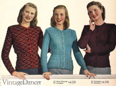 1940s cardigan fitted sweaters (L- Chenille)