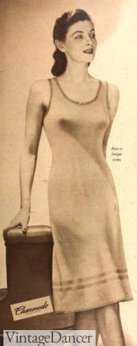 1940s lingerie slip winter cotton knit winter slip