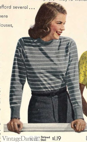 1940s long sleeve casual sweater or polo shirt