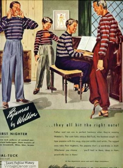 1940s Men's and Boy's Knit Top Lounge Pajamas