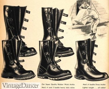 1940s men's rubber buckle boots rain boots galoshes rubber boots winter shoes 40s