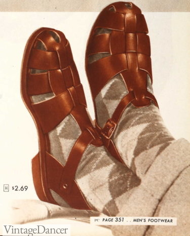 1946 men's sandals 1940s fisherman style Greek sandals