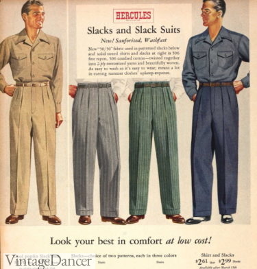 1946 casual slacks mens pants trousers summer cotton