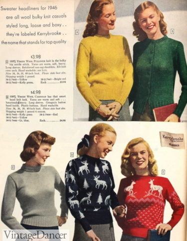 1946 plain and novelty pullover sweaters jumpers knitwear 1940s women ladies