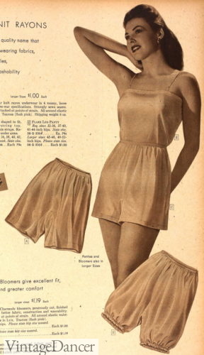 1946 flared leg, and bloomer panties