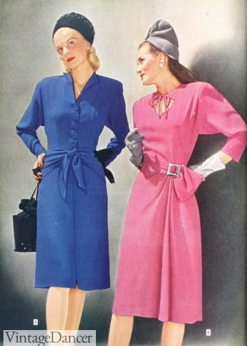 1940s pink blue ties and draping dresses