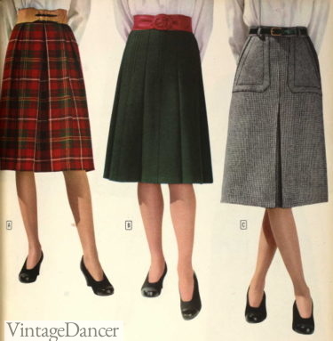 1940s wool skirts with belts in color