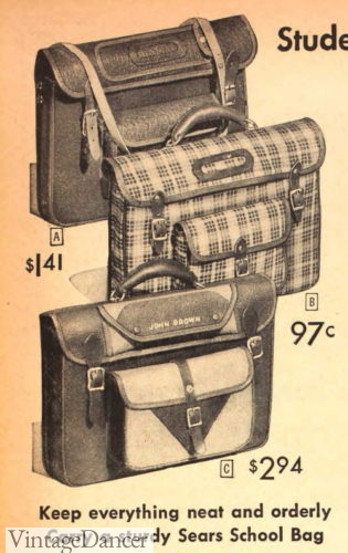 1940s teen bookbags backpacks briefcase style bags