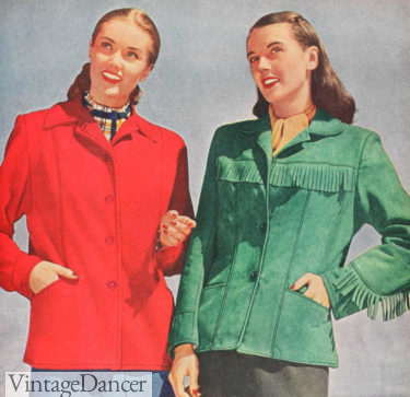 1940s Suede jacket western fringe coat for autumn fall fashion
