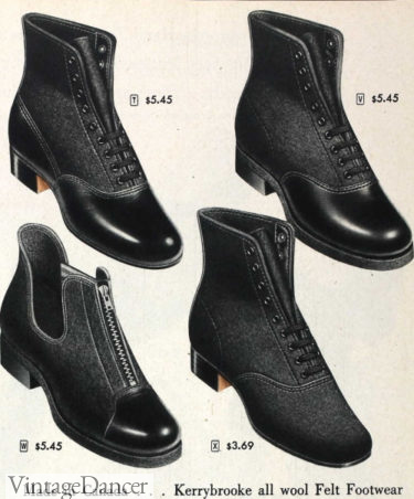 1940s women felt winter boots for women shoes for fall at VintageDancer