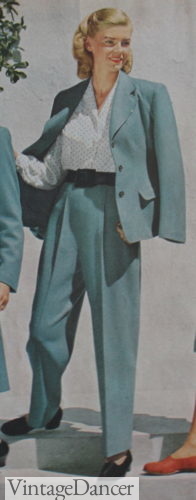 1947 aqua blue summer slacks pants trousers 1940s women