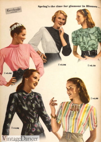 Kleding Dameskleding Tops & T-shirts Blouses True Vintage Peach jaren 1940 Tie Blouse Uk 12-14 Vintage Blouse 