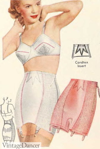 1940s lingerie women's pull on girdle and light bra for teens and young women