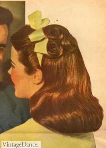 1940s headband bow long hair
