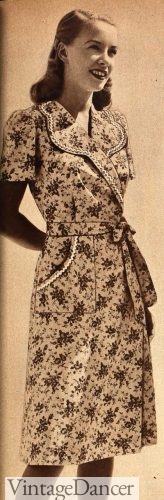 1940s house dress 1940s housewife dresses floral wrap style