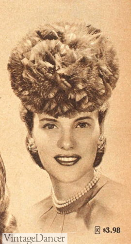 1940s puff feather hat headpiece 40s