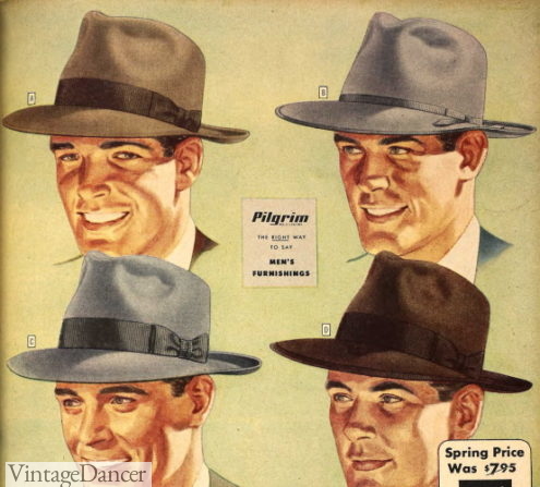 1940s men's fedora hats style color hat fashion 1947 