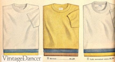 1940s smooth knit T shirts with or without ribbed sleeve