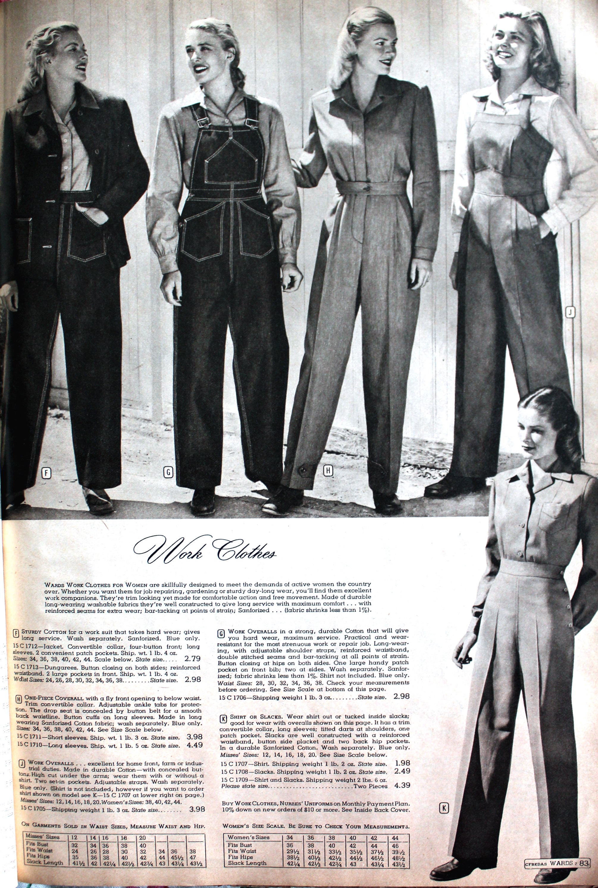 1940s Ladies' Workwear Clothes- Rosies to Nurses