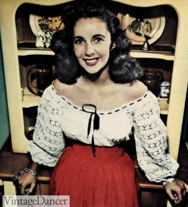 1940s Elizabeth Taylor's peasant blouse