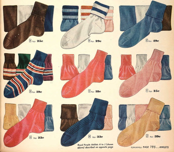 Vintage Socks 1920s 1930s 1940s 1950s 60s 70s 80s Sock History 3209