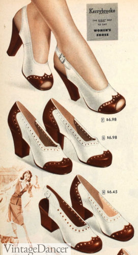 1947 spectator pumps shoes two tone heels wonens footwear