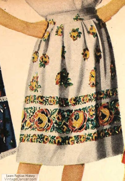 1940s border print skirt dirndl skirt fashion summer