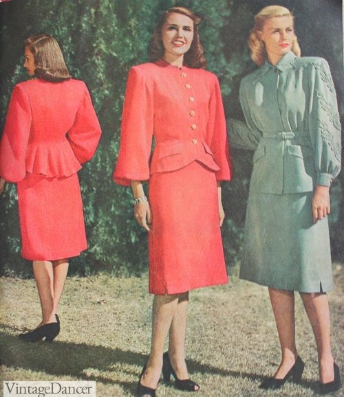 1940s peplum jacket (coral) suit