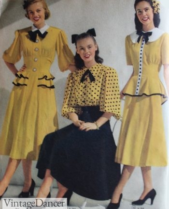 1948, polka blouse in yellow and black