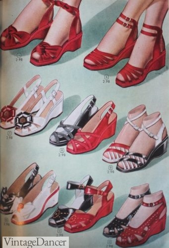 1940s slingback wedge heels