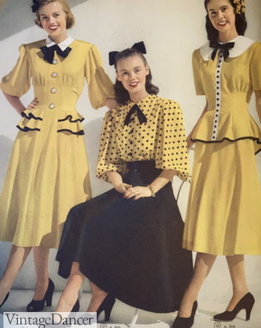 1948 Gibson Girl style dress, skirts and blouse
