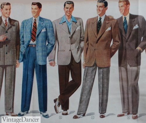 Men's 1956-58 clothes were simpler than the suits of the 1940's