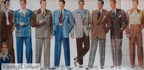 1940s mens fashion: 1948 men's casual sport coats and trousers