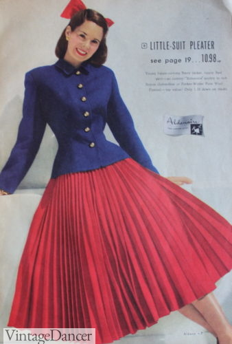 1948 very full knife pleated skirt