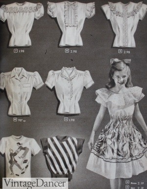 1940s teen blouses tops shirts