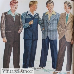 1940s teen boys sport suits and casual shirts