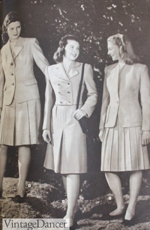 Roupas adolescentes dos anos 1940 combinam com saia e jaqueta