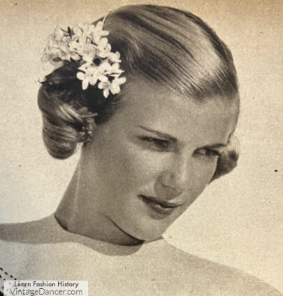 1940s short bob hairstyle with flower
